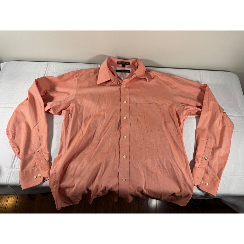 90s/Y2K Tommy Hilfiger Tommy Traveler Peach Button Down Shirt Mens 15.5 34-35 M